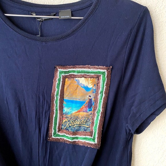 Disgual Womens Vest Norah Front Tie Dress Size Medium Blue NWT - Picture 3 of 7